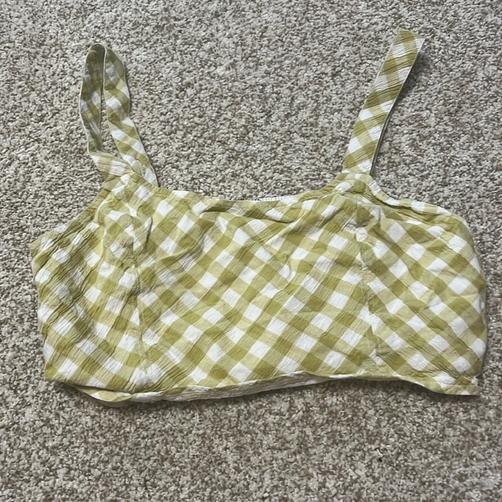 Green and white crop top